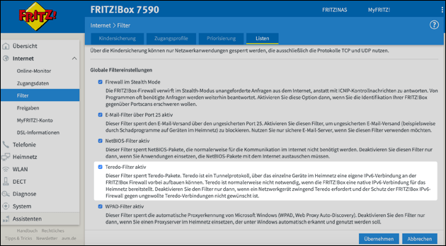 Fritzbox Internet über VPN