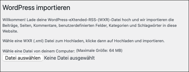 Wordpress importieren
