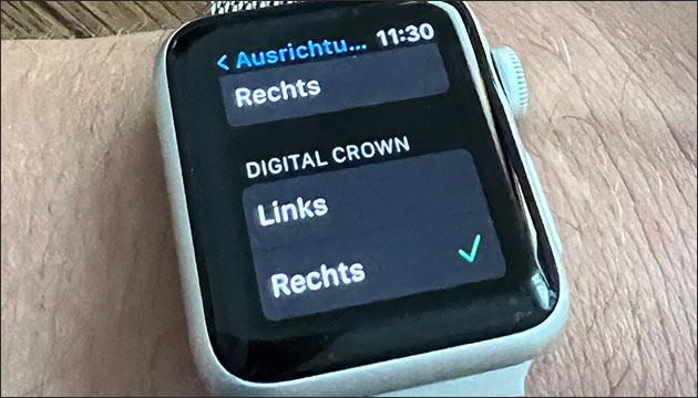 Apple Watch Einstellungen zum Bildschirm drehen