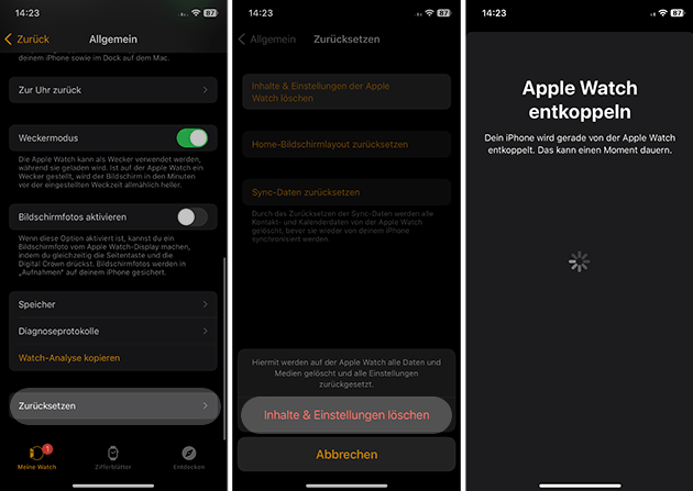 Apple Watch enttkoppeln