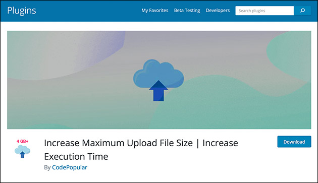 Plugin: Increase Maximum Upload File Size