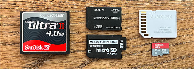 CompactFlash, MemoryStick, SD Karte und MicroSD