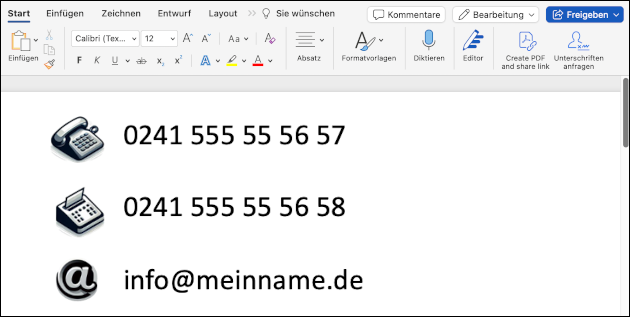 Office Icons für Briefpapier Vorlagen