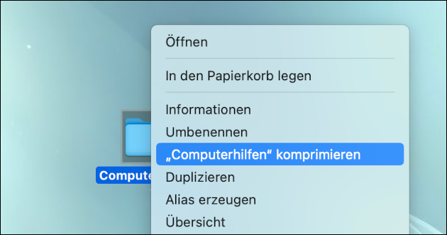 Mac: ZIP Archiv erstellen