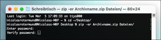 Mac: ZIP Passwort vergeben