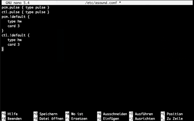 USB Soundkarte am Raspberry Pi: Einstellungen