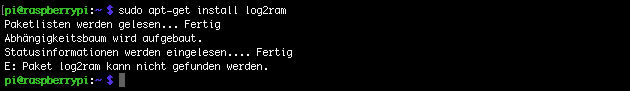 Fehler log2ram: Mit apt nicht gefunden