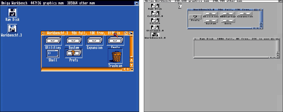 Amiga Workbench 1.3 und 3.0