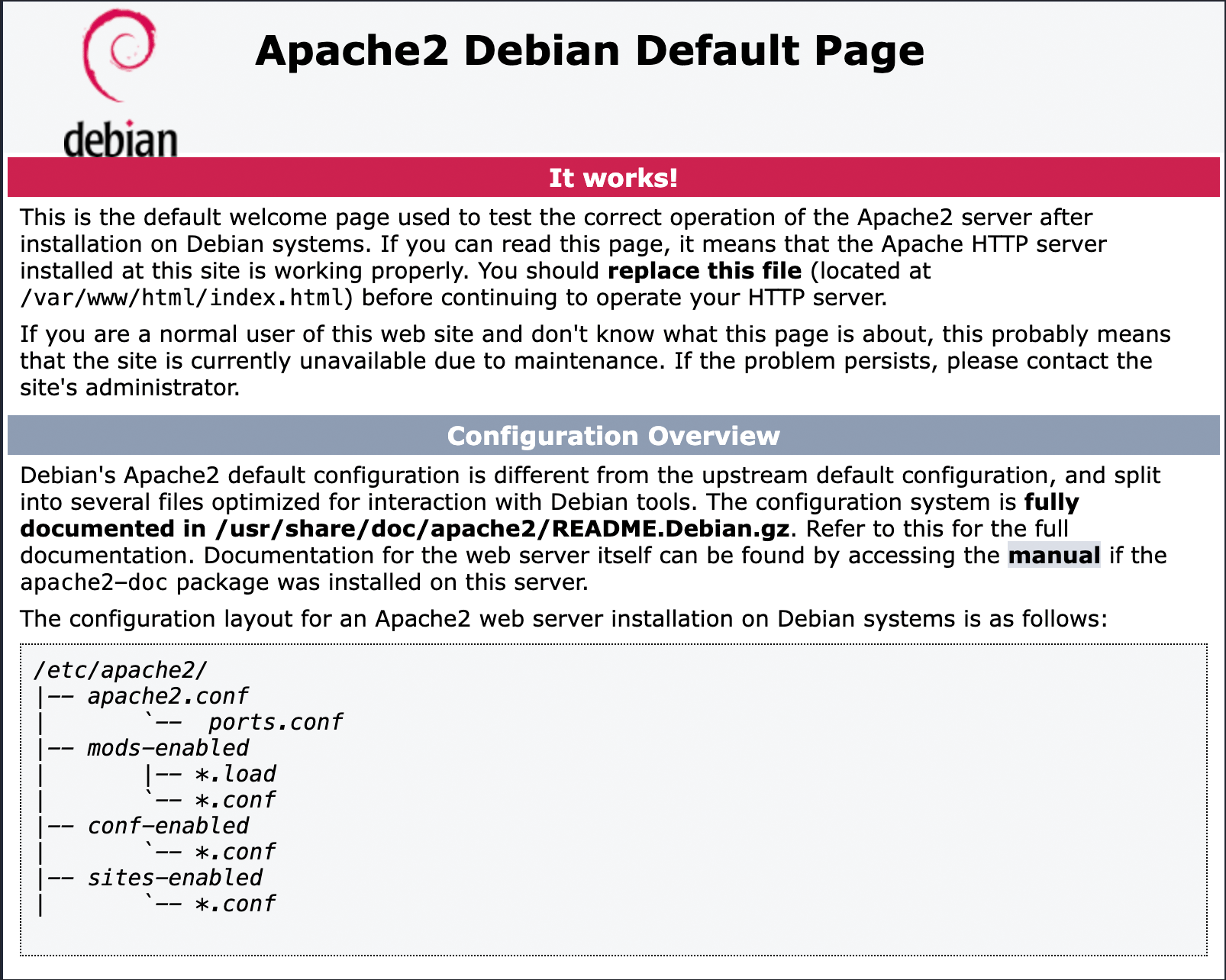 Apache2 Default Page auf localhost