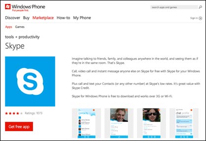 Skype für Windows Phone