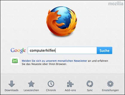 Firefox-Startseite