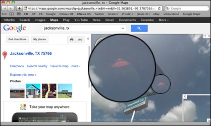 UFO über Jacksonville in Google Street View UFO über Jacksonville