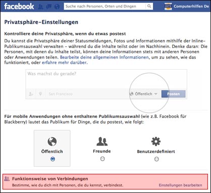 Facebook Privatsphäre