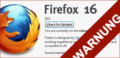 Firefox 16 Warnung