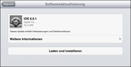 iOS 6.0.1 Softwareaktualisierung