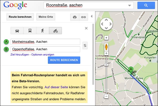 Google Maps Fahrrad