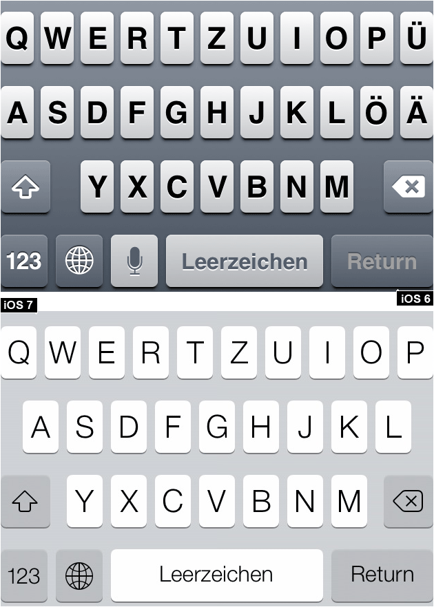 iOS 6/7: Tastatur Vergleich