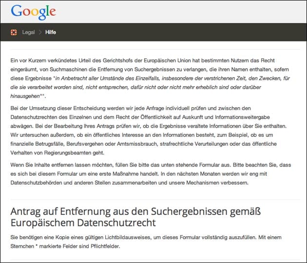 Google Links löschen