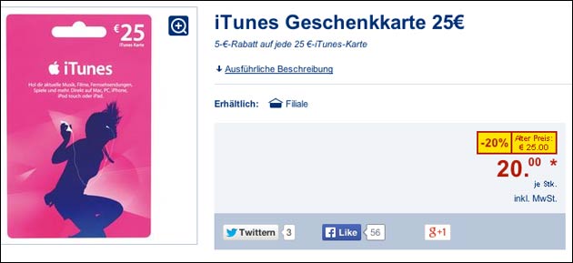 iTunes Rabatt bei Lidl