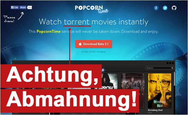 Popcorn Time Abmahnung