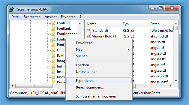 Font exportieren