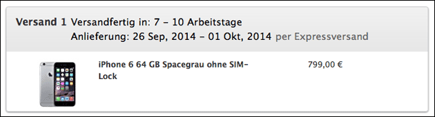 iPhone 6 Wartezeit