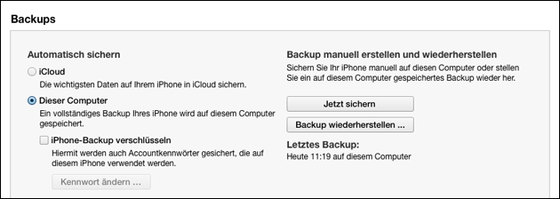 iPhone Backup machen!