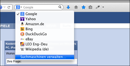 Firefox Suchmaschine anpassen