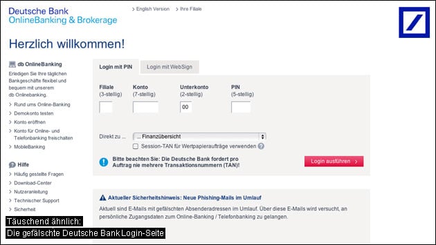 Deutsche Bank: Vorsicht, Phishing!