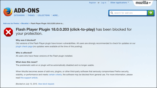 Mozilla schaltet Flash-Player ab