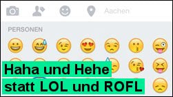 Emoji Smileys und Haha oder hehe statt LOL...