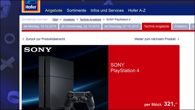 PS 4 morgen für 321,- EUR bei Hofer - Die Preissenkung ist da!