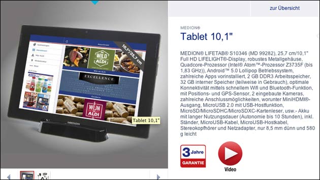 Wieder bei Aldi im Angebot: Das Medion Lifetab S10346!