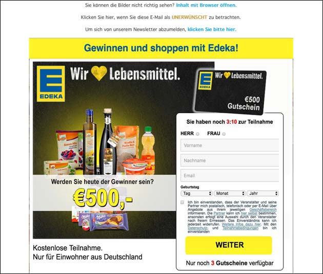 Gefälschte Edeka-Gutschein-Mail