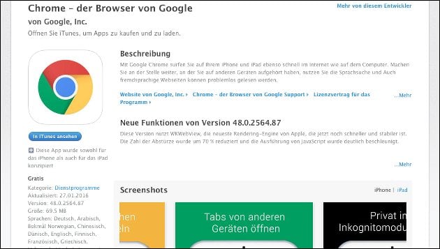 Statt Safari? Chrome für iOS!!