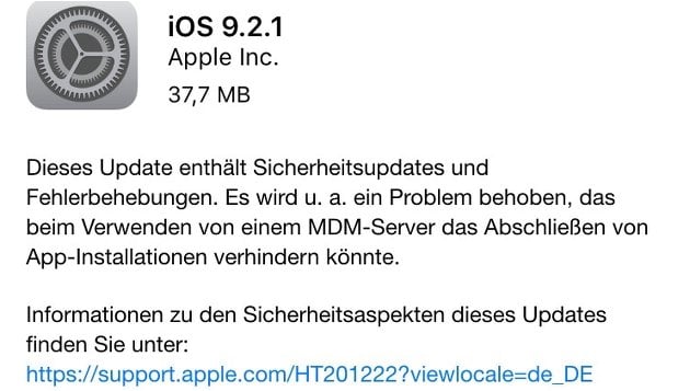 Kleine Verbesserungen im gerade erschienenen Apple-Update!