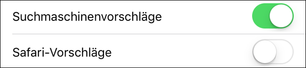 Safari Vorschläge abschalten