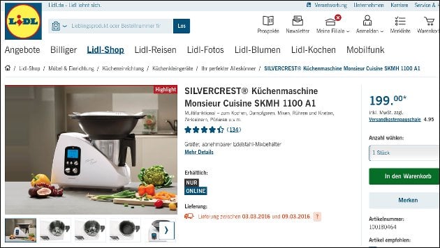 Monsieur Cuisine: Küchenmaschine mit Kochfunktion wieder bei Lidl!