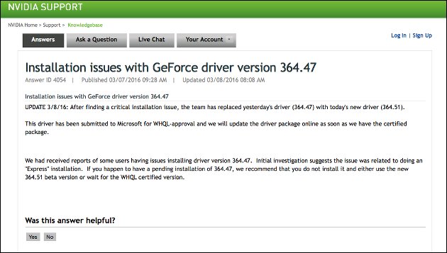 Nvidia hat ein Treiber Problem, Update verfügbar!