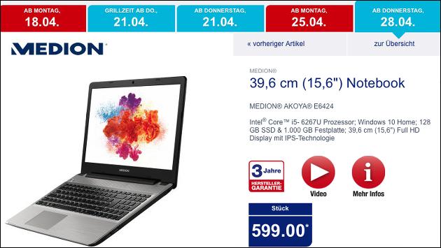 Medion Akoya E6424 ab Ende April bei Aldi - mit Intels neuer Iris Grafik!