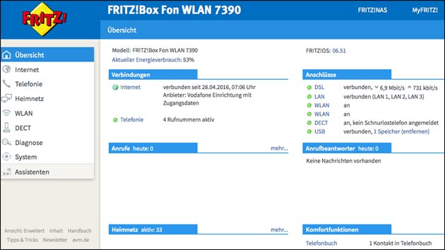 Fritzbox 7390 Update