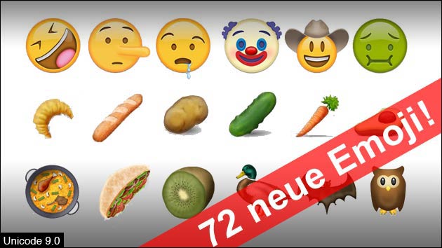 Alle 72 neuen Emoji Smileys!