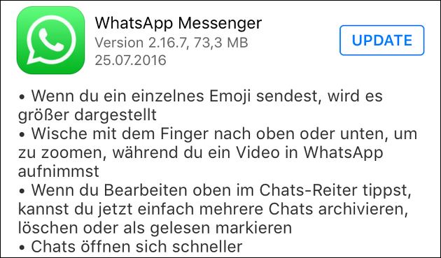 WhatsApp-Update: Große Emoji + Video-Zoom!