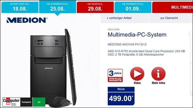 Donnerstag bei Aldi: Medion Akoya P4130d