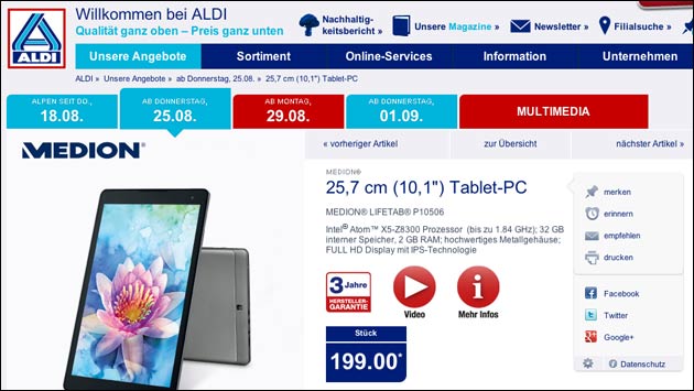 Aldi: Medion Lifetab P10506