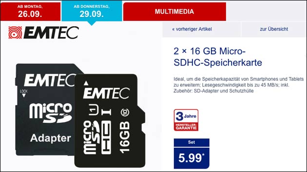 Aldi: microSD Speicherkarte