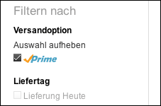 Amazon Prime "same-day" Filter