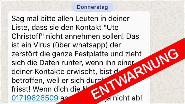 Watsapp-Kettenbrief: Warnung vor Ute Christoff