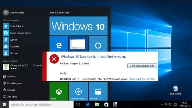 Windows Update mit Fehler: KB3194496