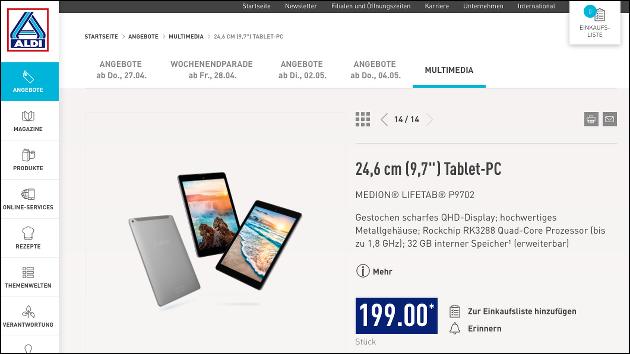 Medion LifeTab P9702 bei Aldi Nord